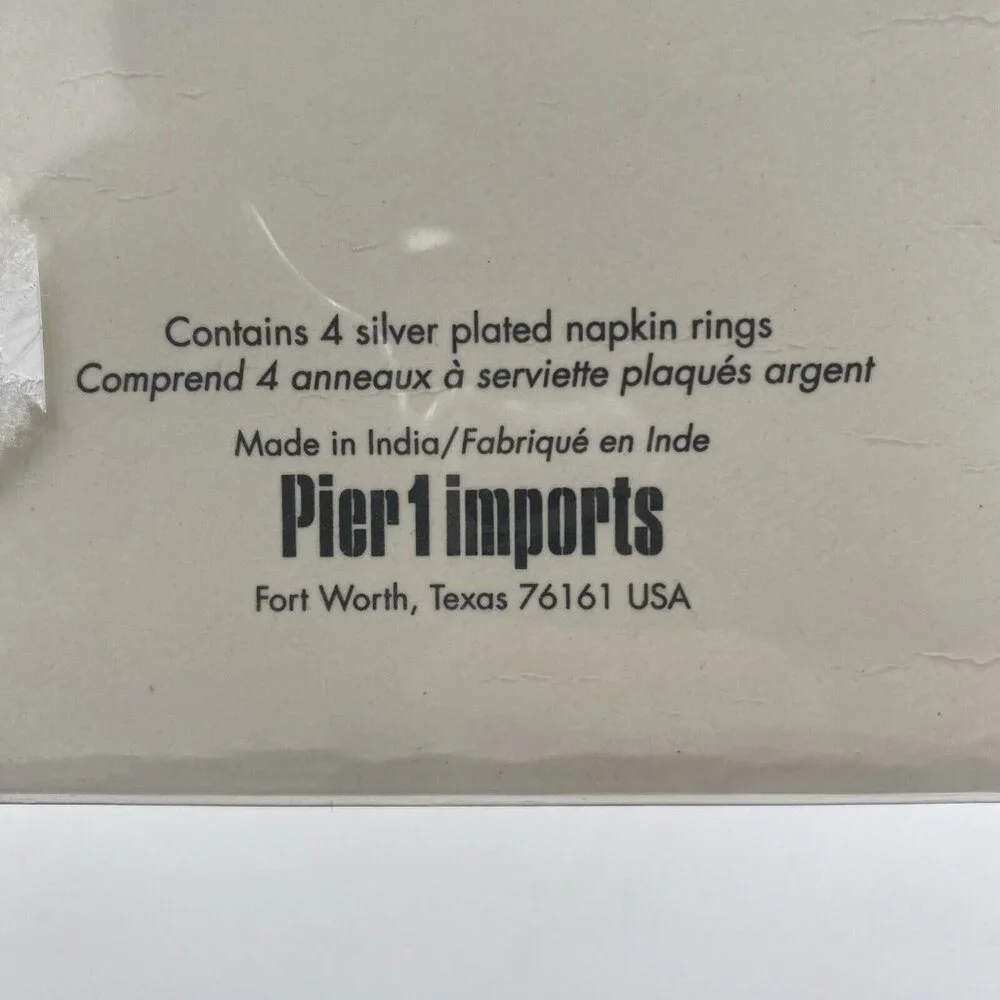 4 Pier 1 Imports Christmas Silver Plated Napkin Rings Star Tree Snowflake Deer